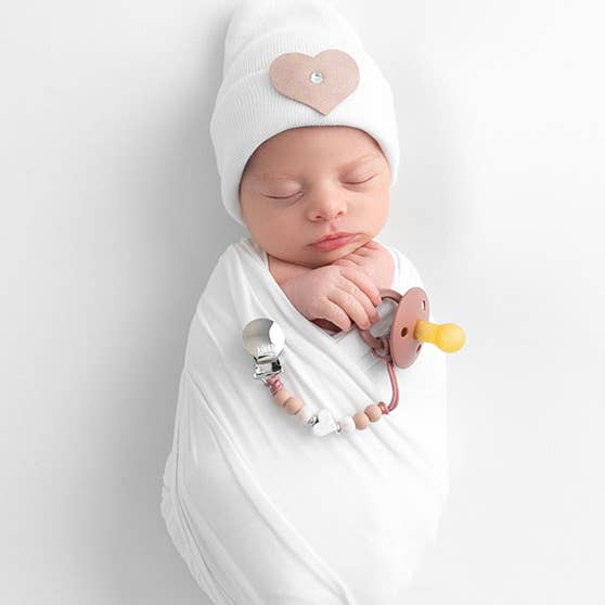 Adora Baby Gifts - Wholesale Fopspeenclip - Baby - Blush Heart Fopspeenclip voor meisjes1