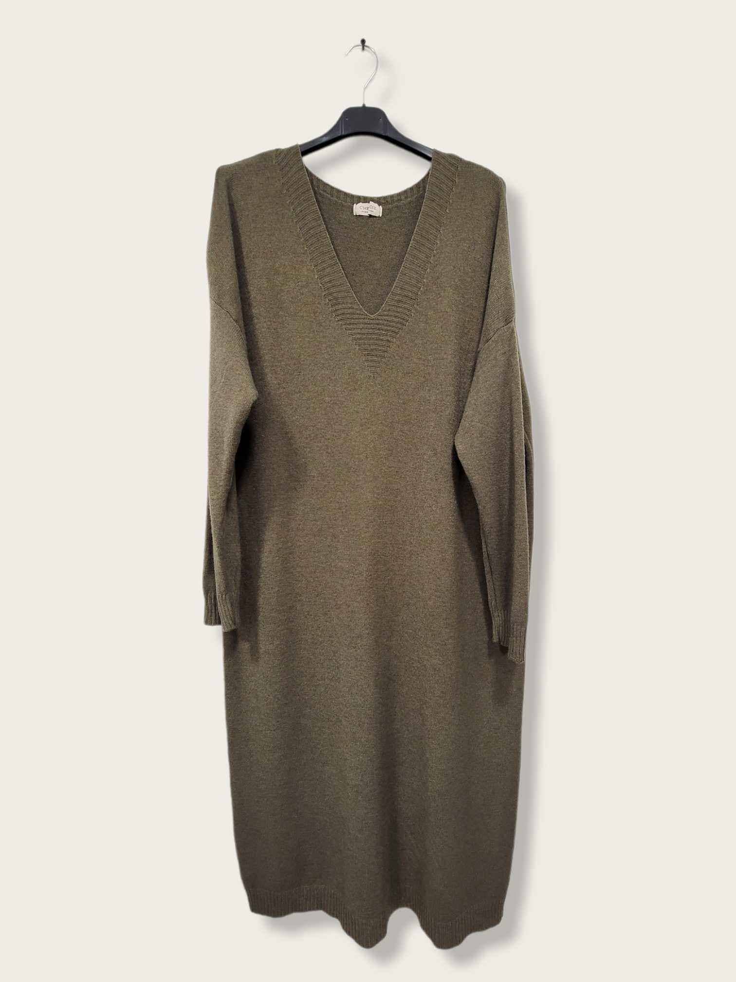 C'MELODIE - Wholesale Dress - Women's - Plus Size V-Neck Knitted Dress0