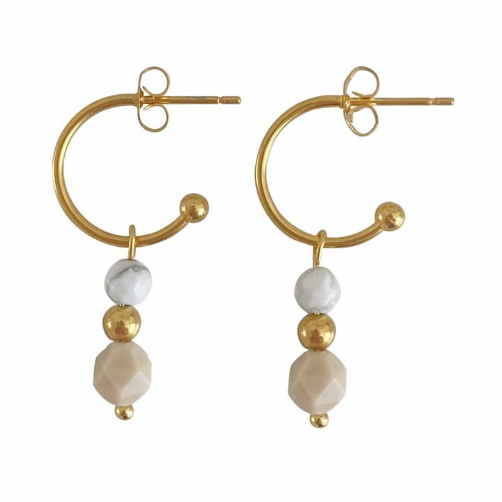 Saint Clairmont – wholesale Hängande örhängen – Howlite & Jade Örhängen - Guld0
