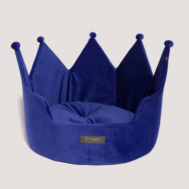 NANDOG PET GEAR FLORIDA – Großhandel Haustierbett – Katze/Hund – Nandog Prive Collection Großes Kronenbett (Königsblau)