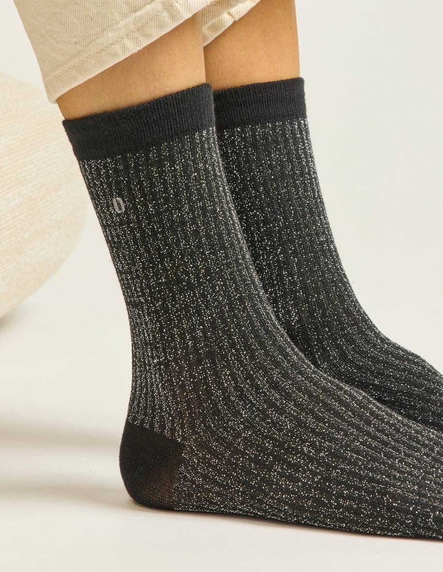 ODAJE - Wholesale Socks - Unisex - Pack of 3 Socks - New Ribbed Black Silver Champagne1
