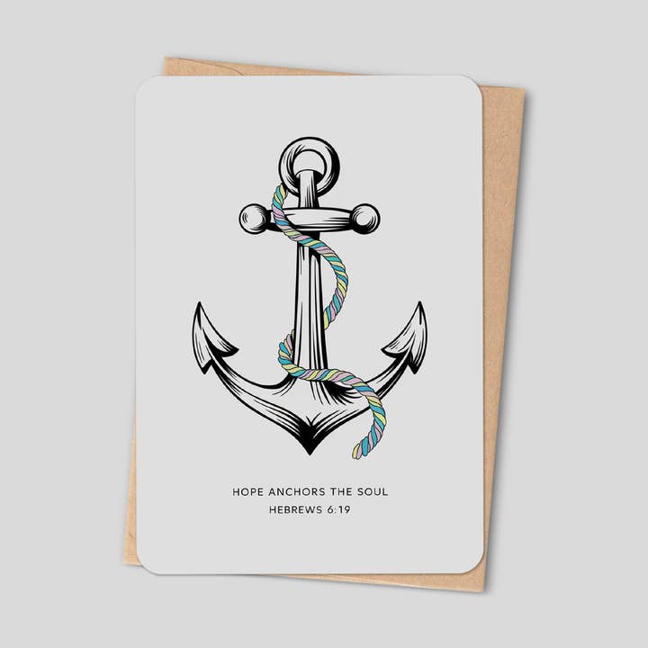 La esperanza ancla el alma – Tarjeta de felicitación cristiana de Hebreos 6:19 para venta al por mayor de Little Prayer Tea Company