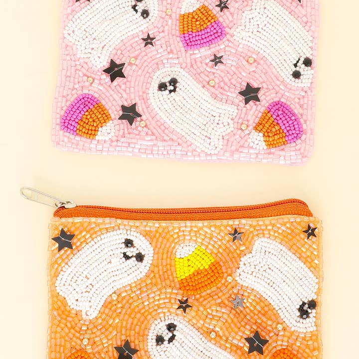 SP Sophia Collection - Wholesale Coin Purse - Women's - Halloween Candy Cane Ghost Jeweled Coin Bag