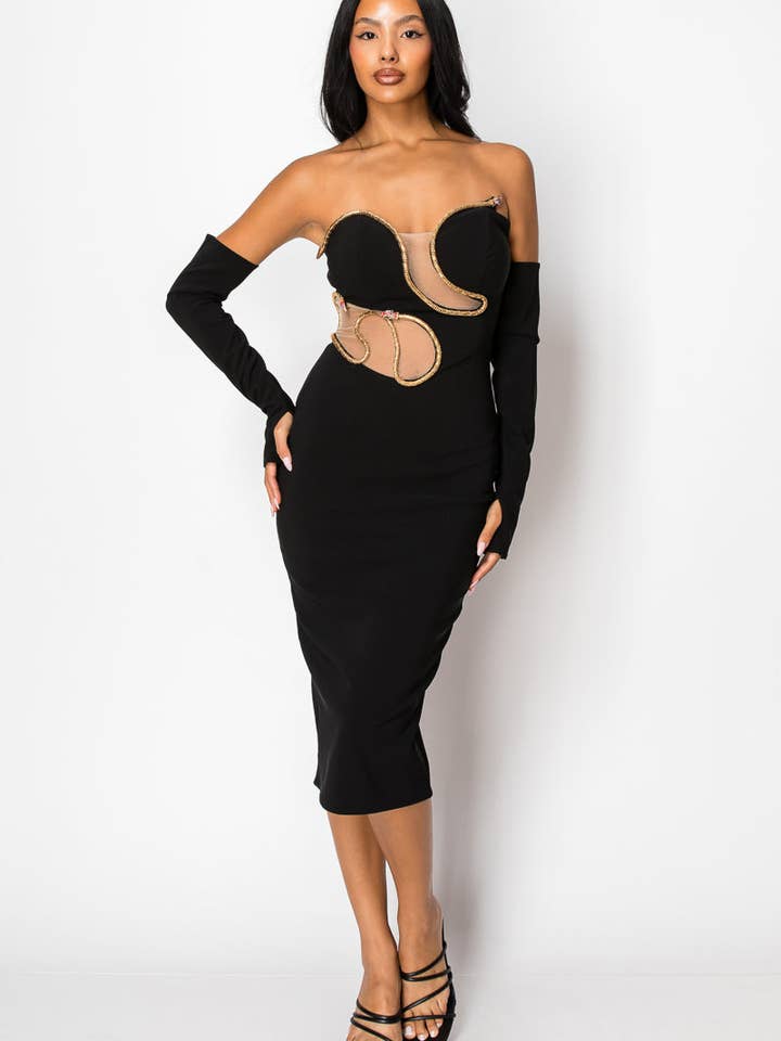 Snake embellished midi dress set for wholesale by aube