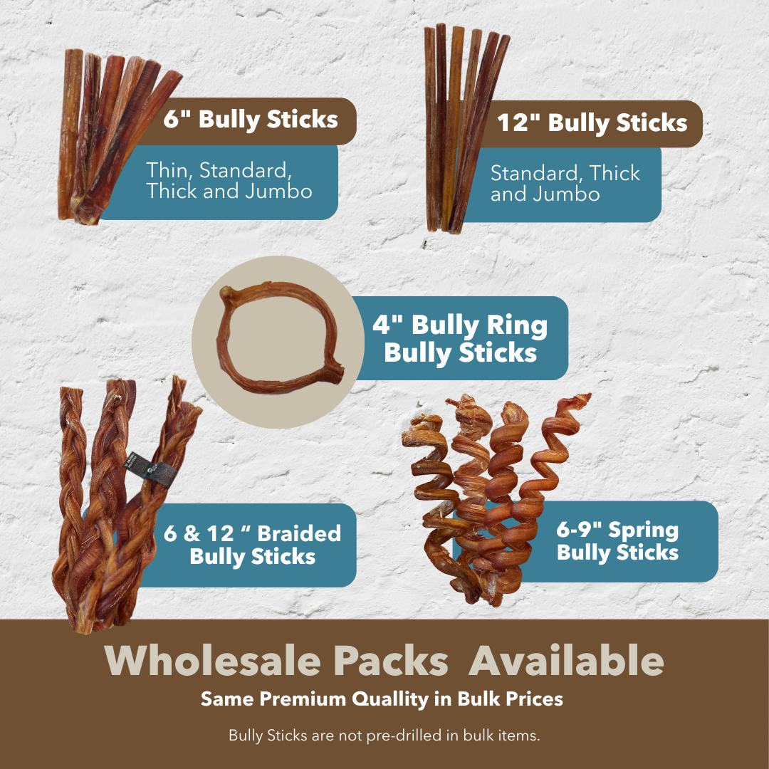 Mighty Chewz - Wholesale Pet Treats - Dog - 6" Standard Braided Bully Sticks ($1.84/ stick)3