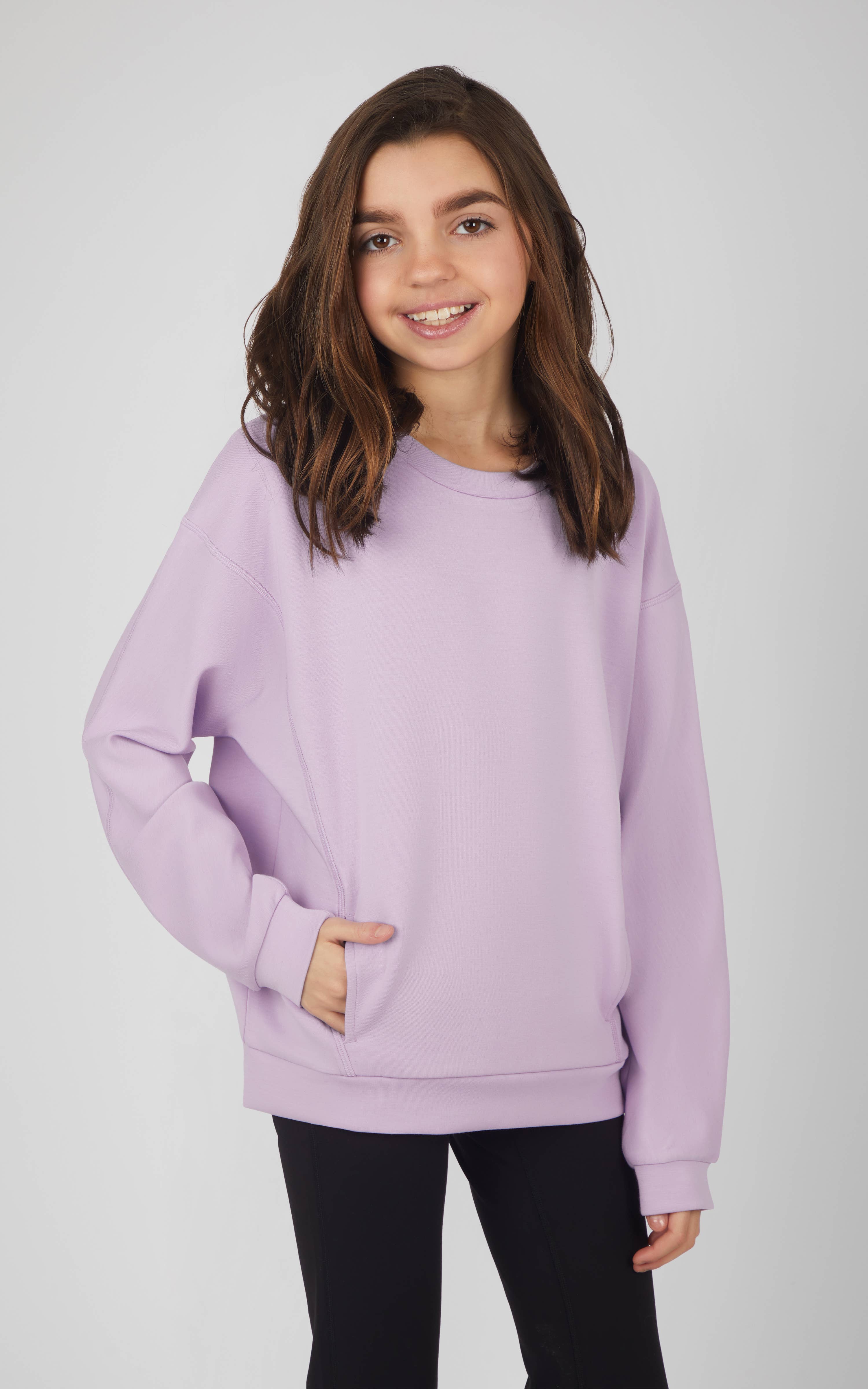 90 Degree by Reflex & Yogalicious - Wholesale Sweatshirt - Kids - Tween Girls Soft Scuba Zuri Crew Neck Everyday Sweatshirt6