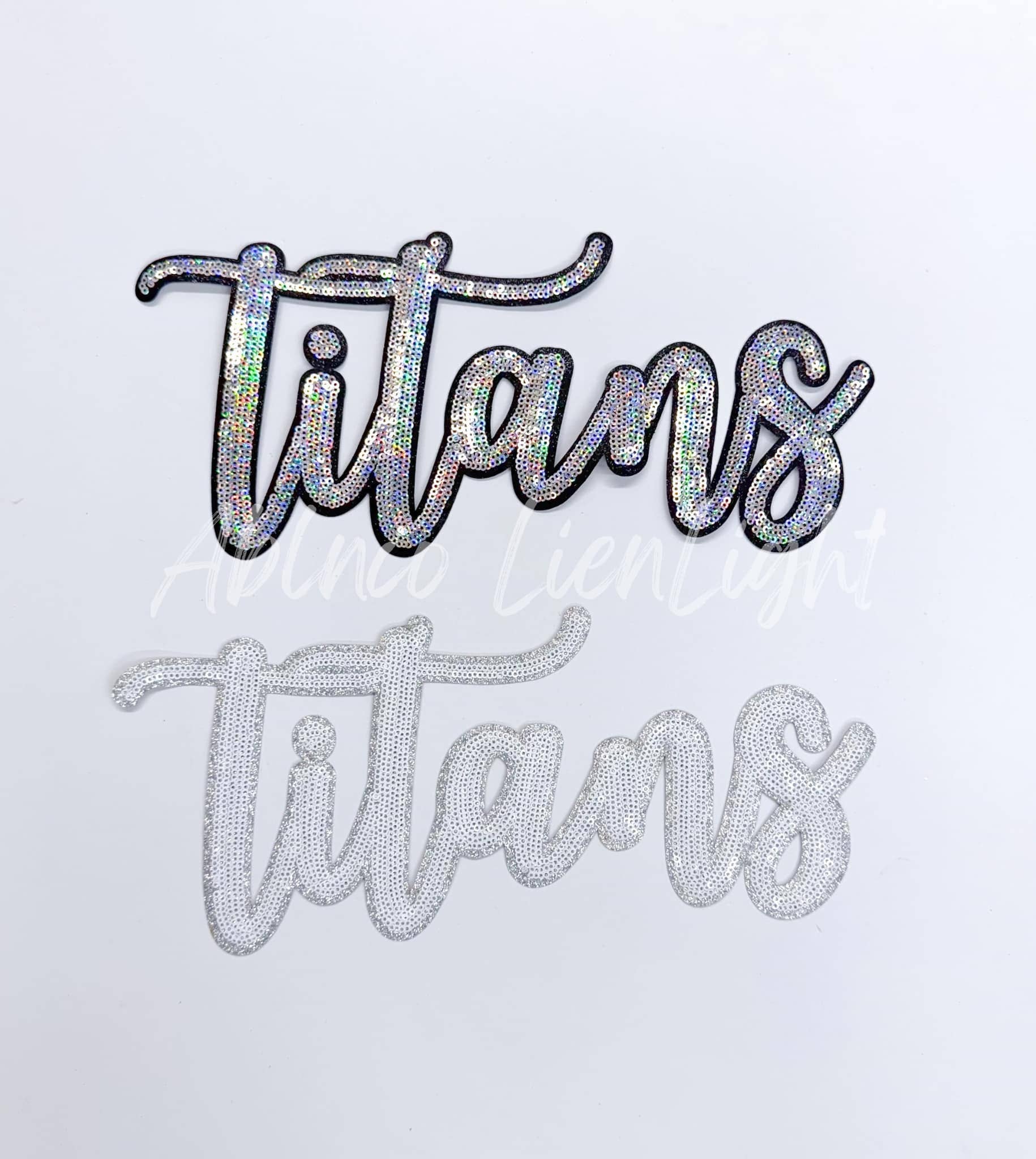ABLNco - Wholesale Patch - Titans Cursive Letter Mascot Gameday Sequins Patch  0