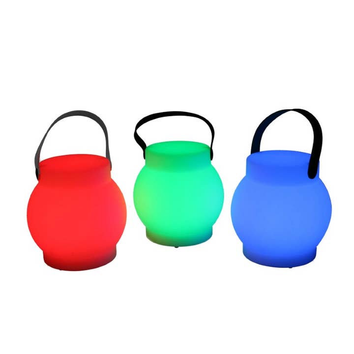 Wiederaufladbare LED-Lampe aus Kunststoff, mehrfarbig, rund, Ø15xH15 cm für den Großhandel von Vacchetti