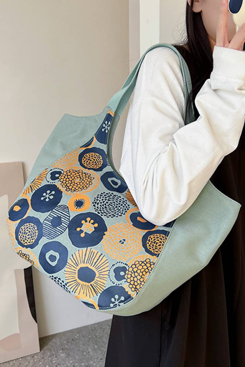 ACCITY - Wholesale Shoulder Bag - Women's - MODERN PATTERNED CASUAL CANVAS SHOULDER BAG_CWAB051113