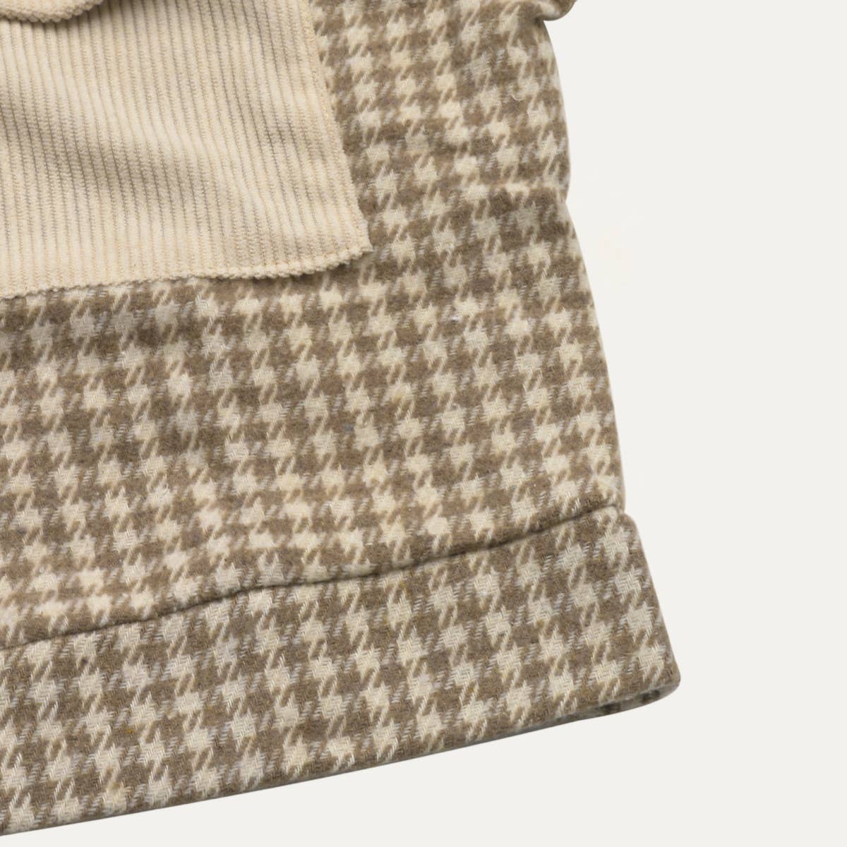 Beige Multi Popular Corduroy Houndstooth Splicing Button-Up Crop Jacket for wholesale on Faire3