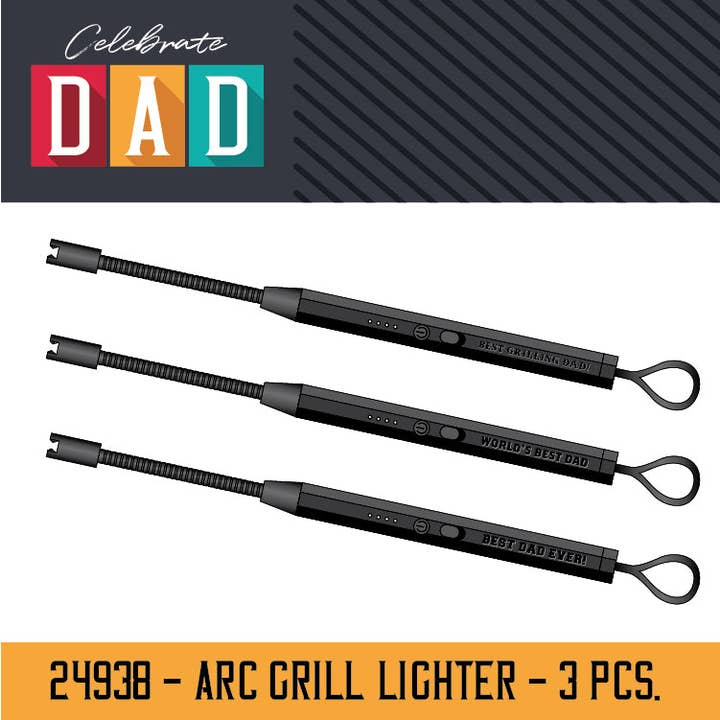 Novelty Closeout - Wholesale Lighter - Electronic Arc Grill Lighter Father's Day Assortment- 3/Pack