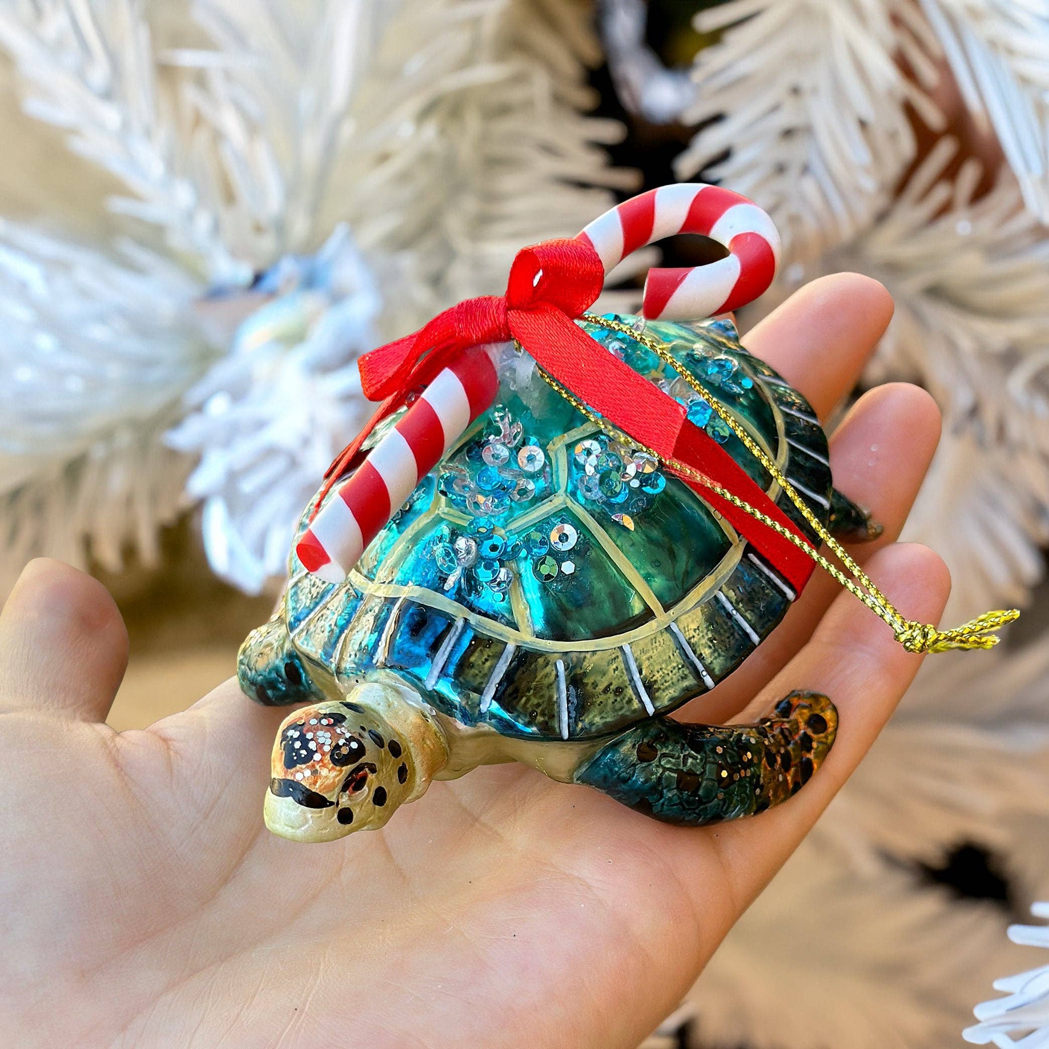 OrnamentallyYou - Wholesale Ornament - Nautical Gift Wrapped Sea Turtle Glass Christmas Ornament3