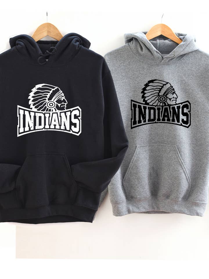 Custom T Story - Wholesale Hoodie - Unisex - Team Mascot Sweatshirt, Indians Team Sweatshirt, Indians0