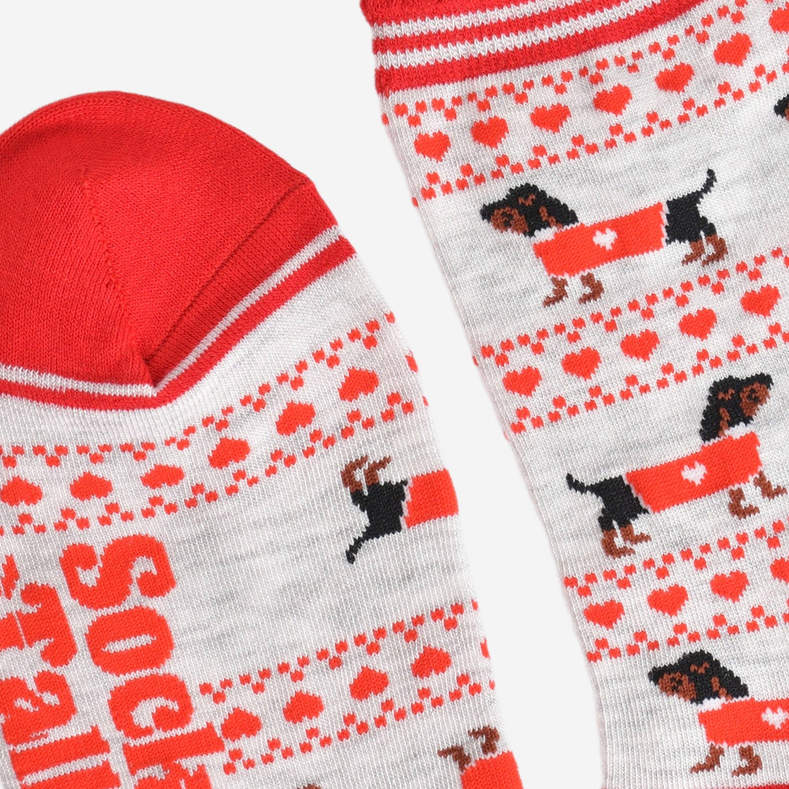 Sock Talk – wholesale Socks – Women's – Women's Bamboo Socks - Grey/Red, Sausage Dog Fair Isle3