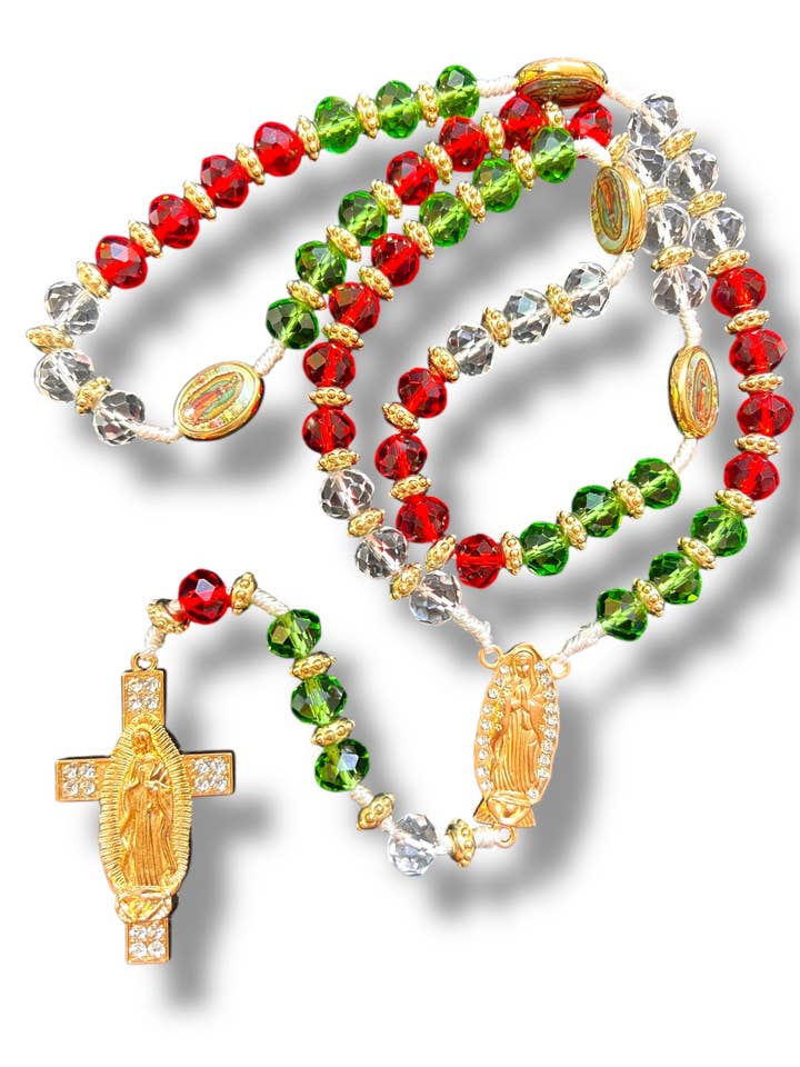 10MM CRYSTAL BEADS KNITTED ROSARY for wholesale by SAN JUDITAS RELIGIOUS ARTICLES