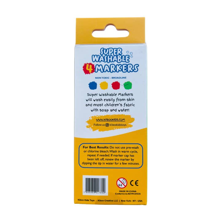 Kiboo Kids - Wholesale Markers - Kids & Baby - Kiboo Kids Super Washable Markers Broad Line - 4 Color Pack