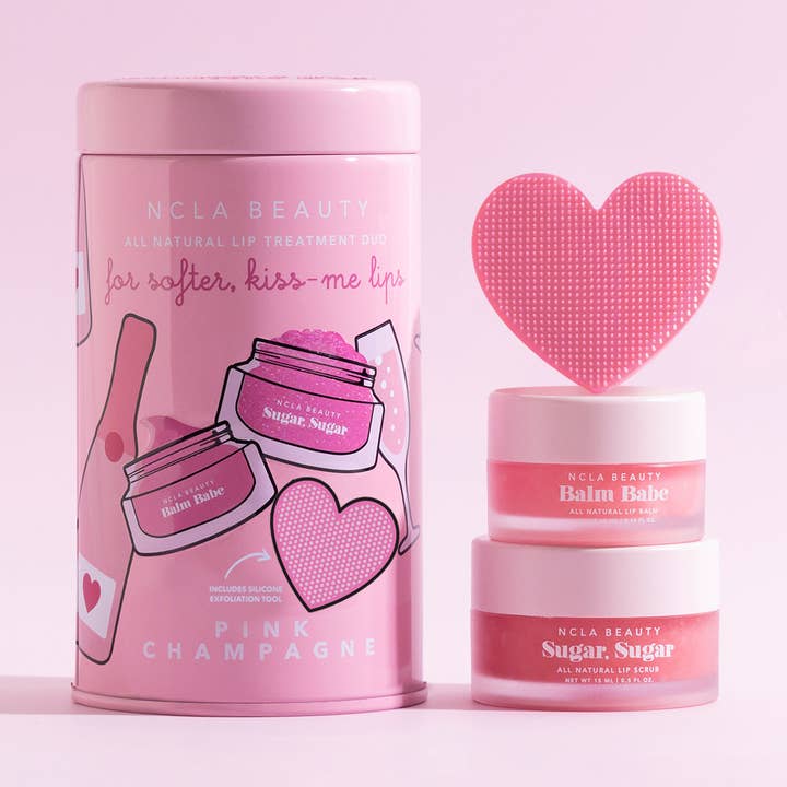 Pink Champagne Lip Care Set + Lip Scrubber for wholesale by NCLA Beauty