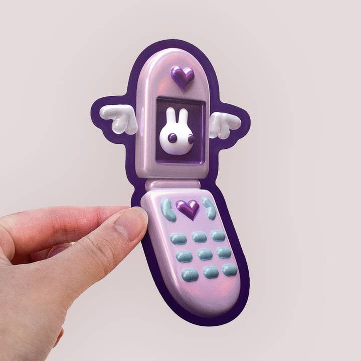 Bunny Angel Flip Phone Vinyl Sticker for wholesale by Canofdanchan Shop