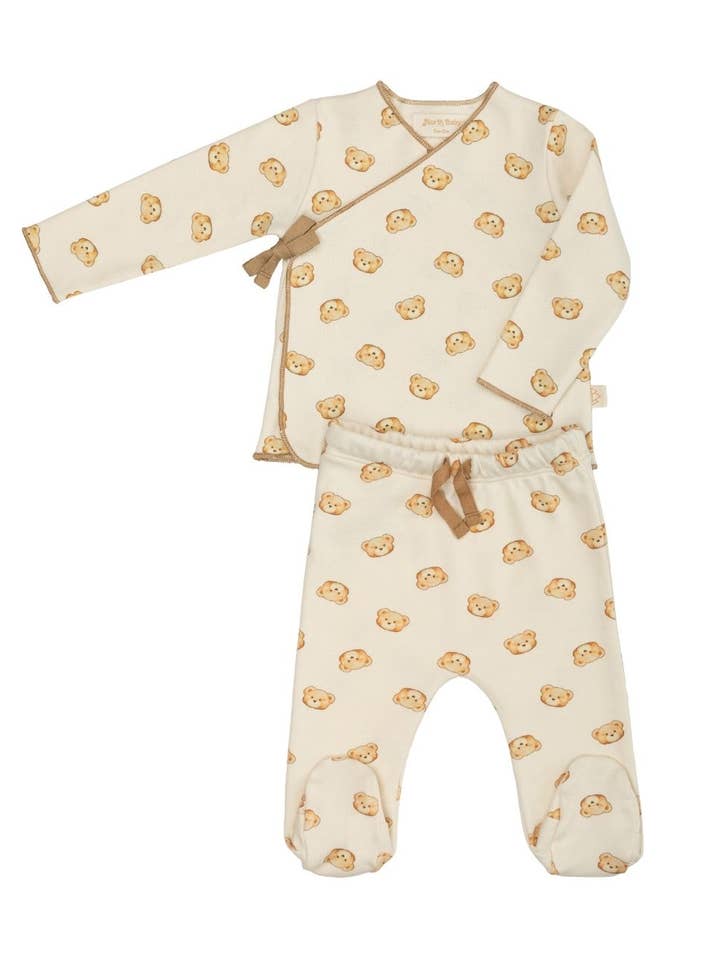 Newborn-set i ekologisk bomull med mjuk nallebjörnsprint för wholesale av North Baby
