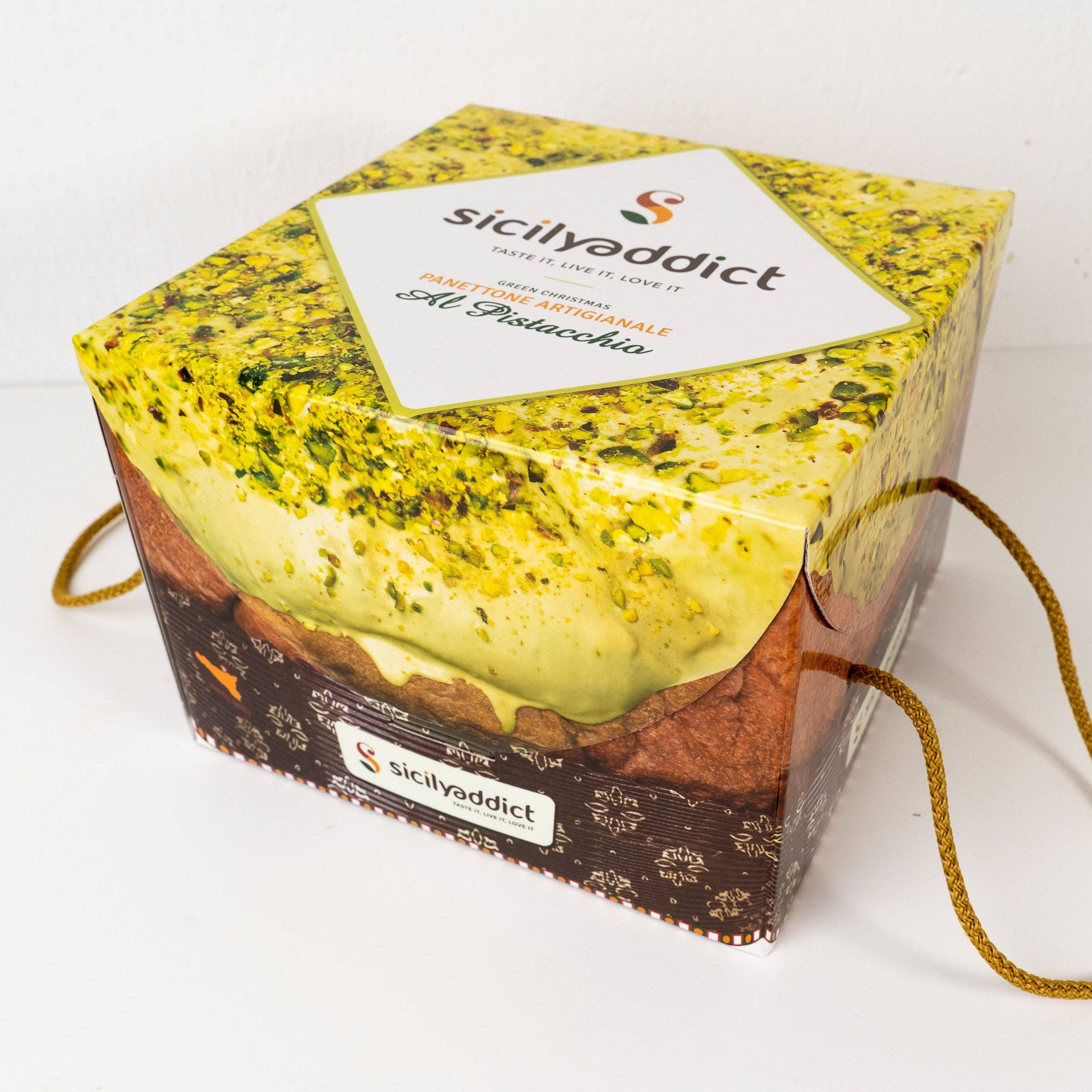 Sicilyaddict - Venta al por mayor Tarta - Panettone artesanal El PISTACCHIOSO 1,3kg extra relleno con 500g de pistacho3