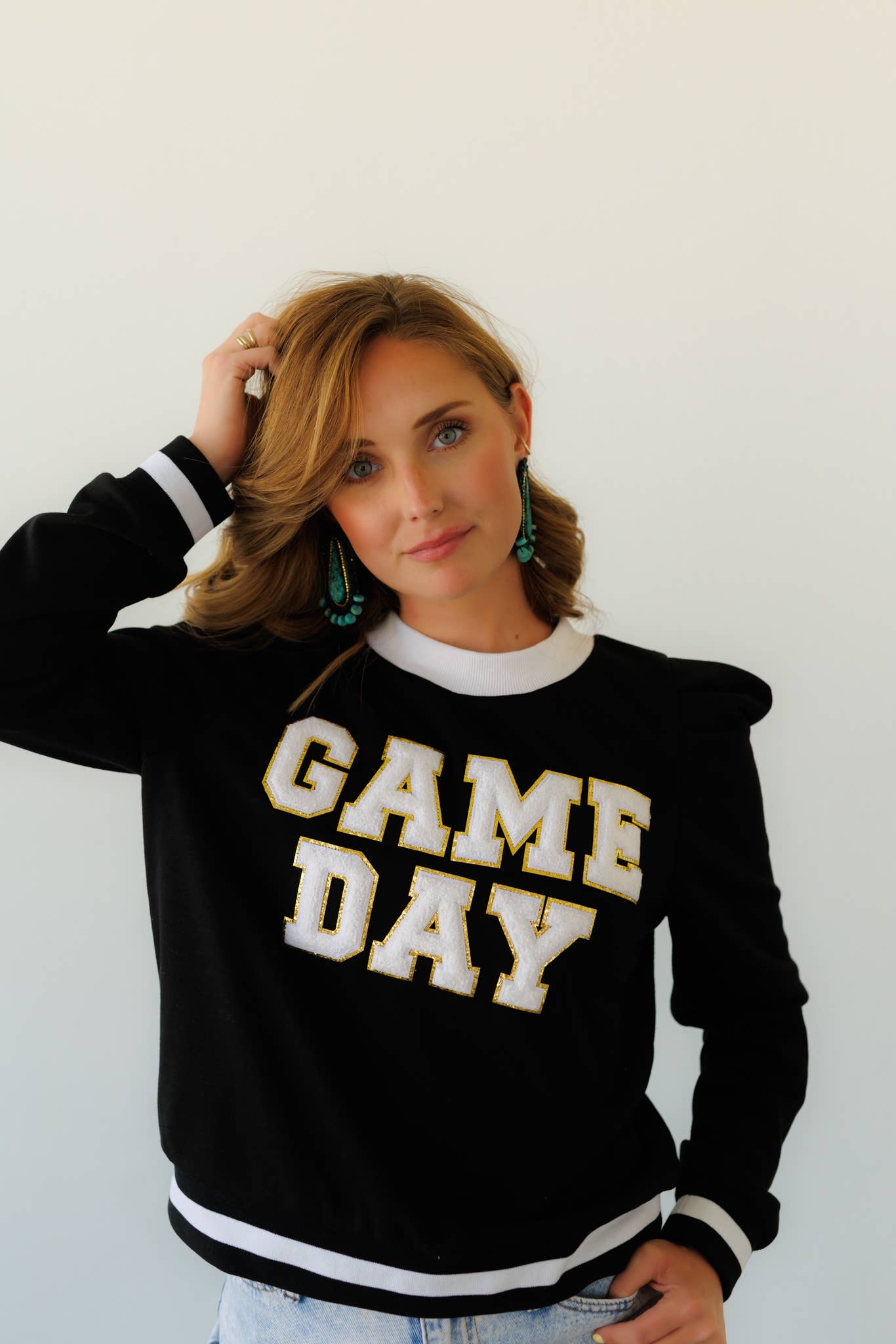 Crazy Consuela - Wholesale Sweatshirt - Women's - Sweatshirt, Game Day Puff Sleeve HH1044(Pack of 7)1
