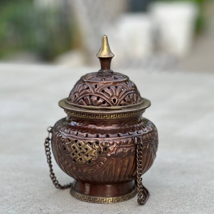 Lungta Imports - Wholesale Incense Holder - Tibetan Hanging incense burner, Cone Charcoal Incense Resin