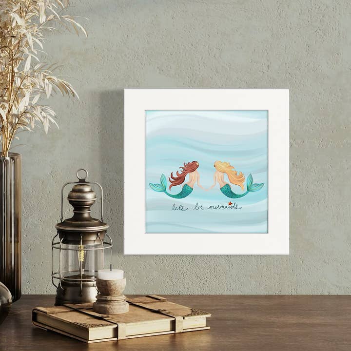 Cathy Walters Art - Wholesale Art Print - Let's Be Mermaids Happy Square3
