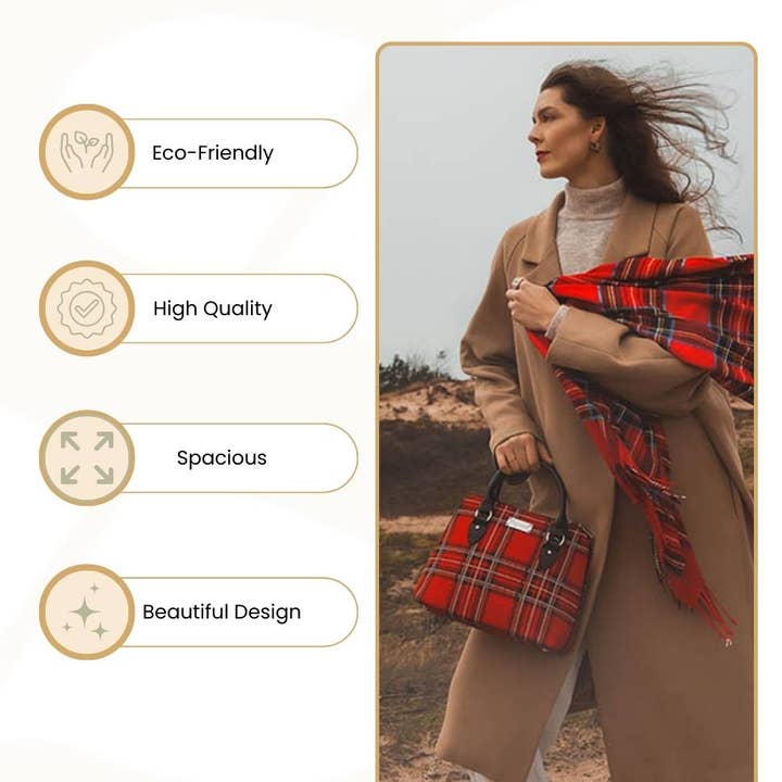 SignareArt - Vente Sac à main avec poignée sur le dessus – femme - CONV-RSTT | Sac à main convertible en tartan Royal Stewart4