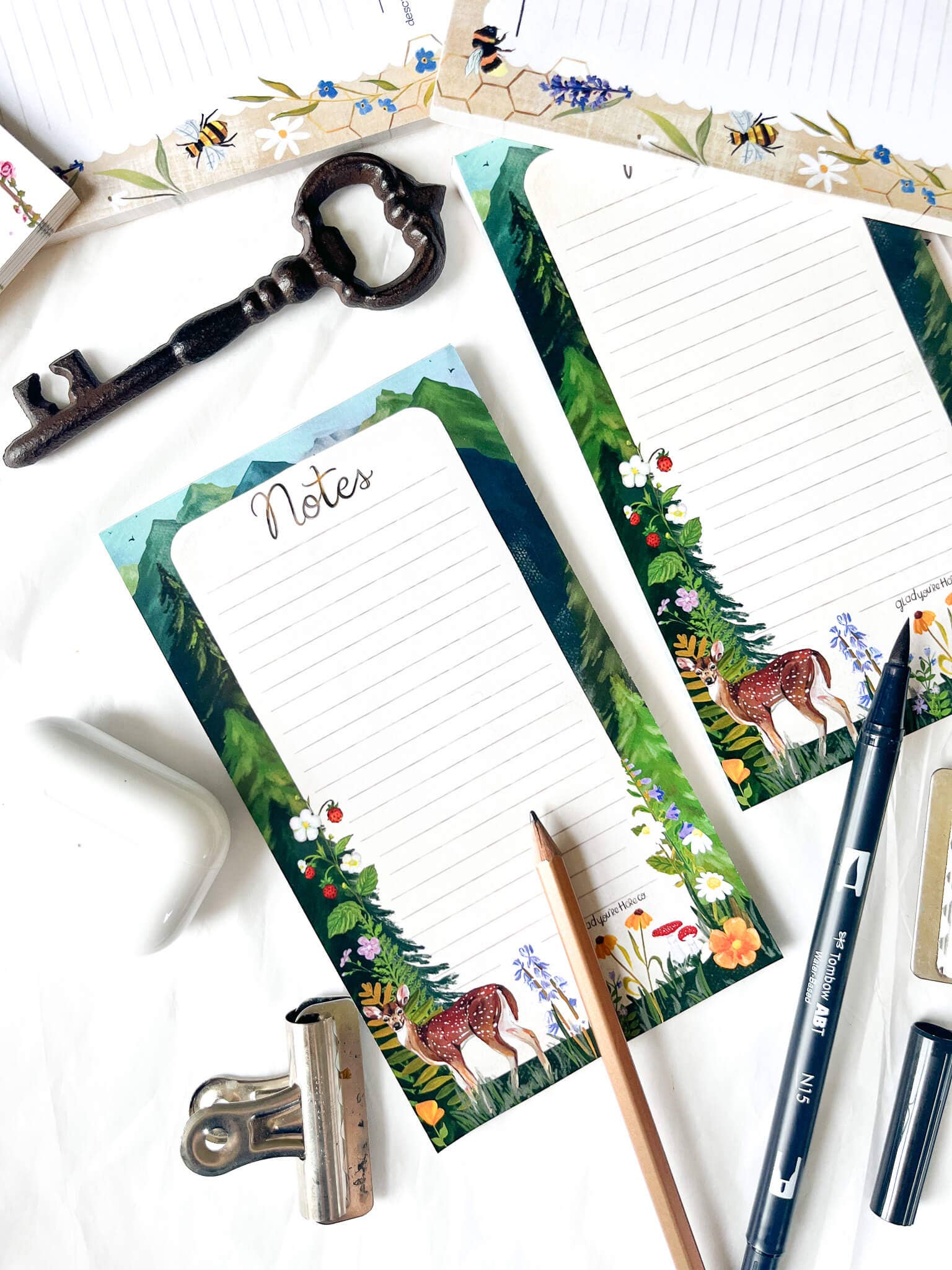 glad you're here co - Wholesale Notepad - Woodland Deer Notepad6