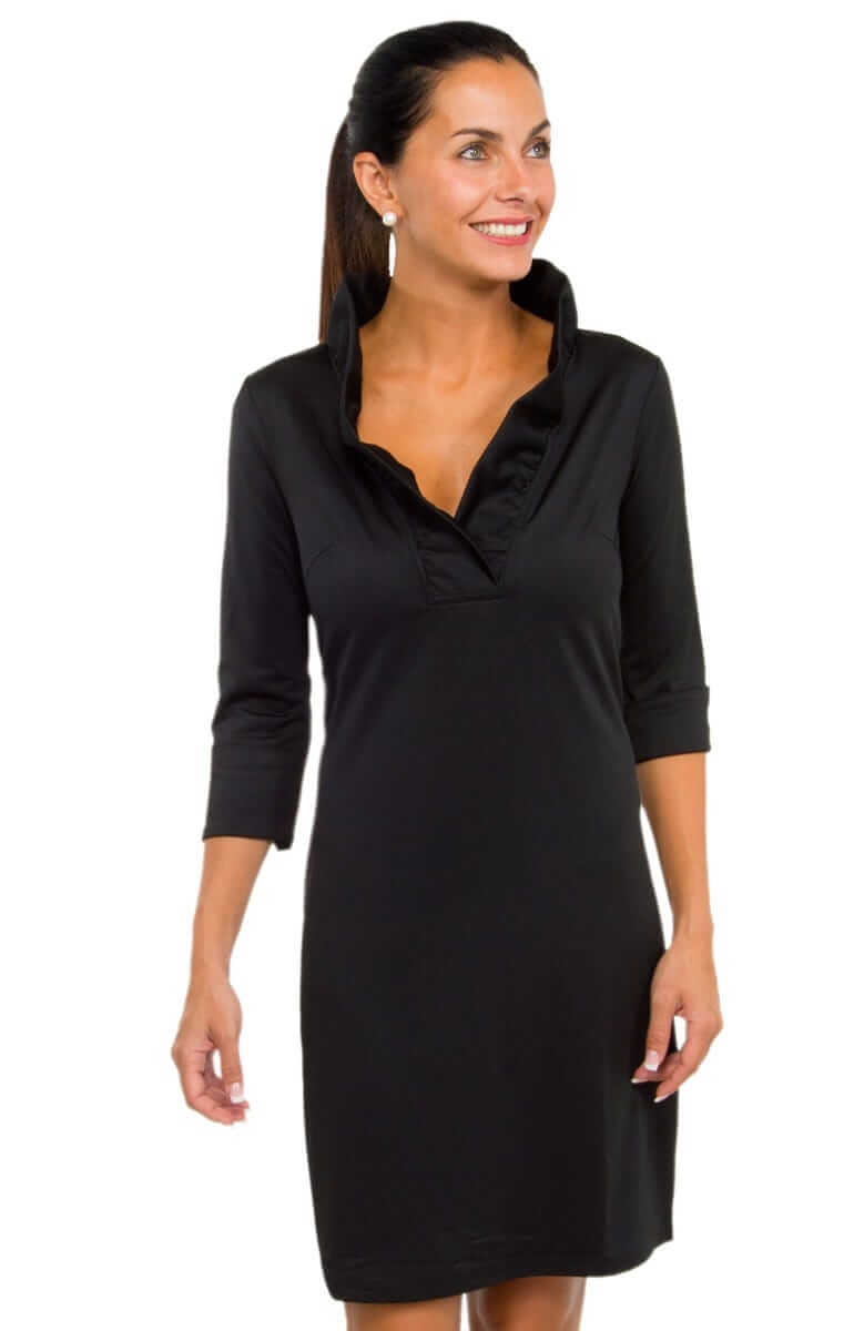 Gretchen Scott LLC - Wholesale Dress - Women's - Jersey Ruffneck Dress - Solid6