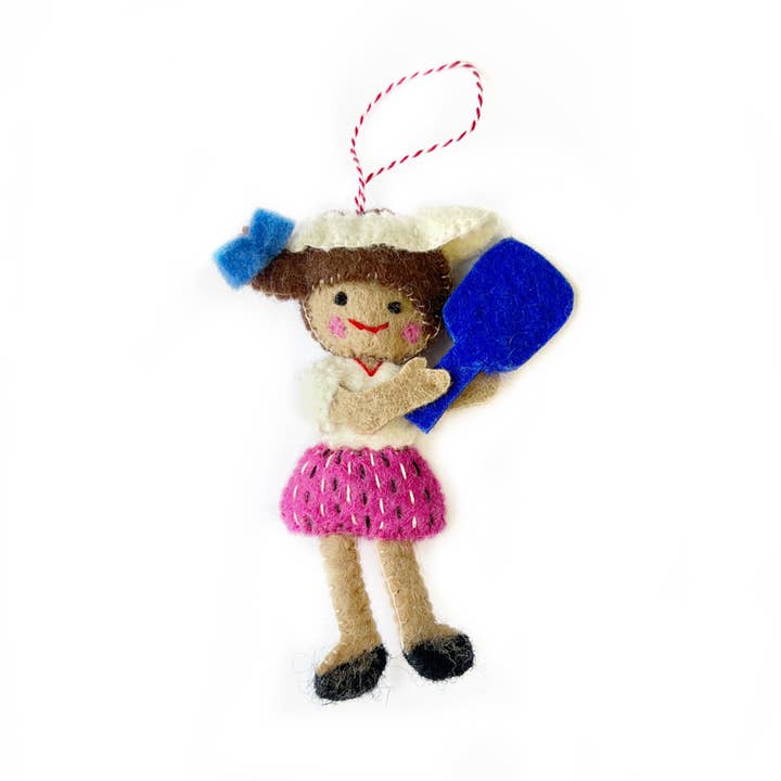Pickleball Player Felt Wool Ornament for wholesale by Ornaments 4 Orphans