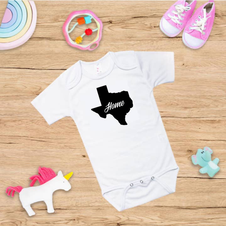 Texas Home - Baby Onesie - 100% Polyester for wholesale by ImprintKidsClothing