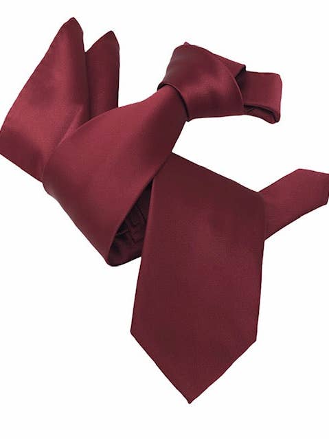 DMITRY Men's Solid Burgundy Italian Silk Tie & Pocket Square Set for wholesale by DMITRY Ties
