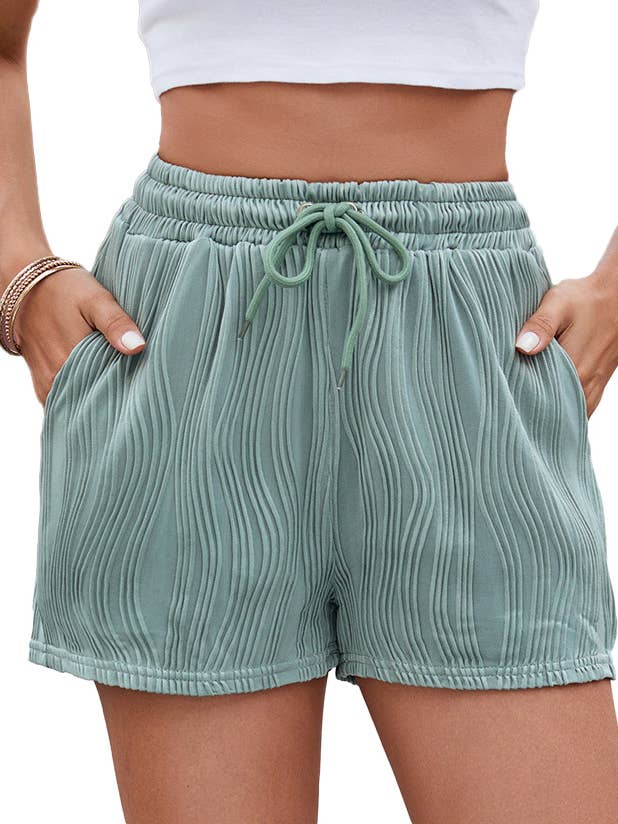 Lily Clothing - Wholesale Shorts - Women's - Solid color drawstring shorts with pocket pits2