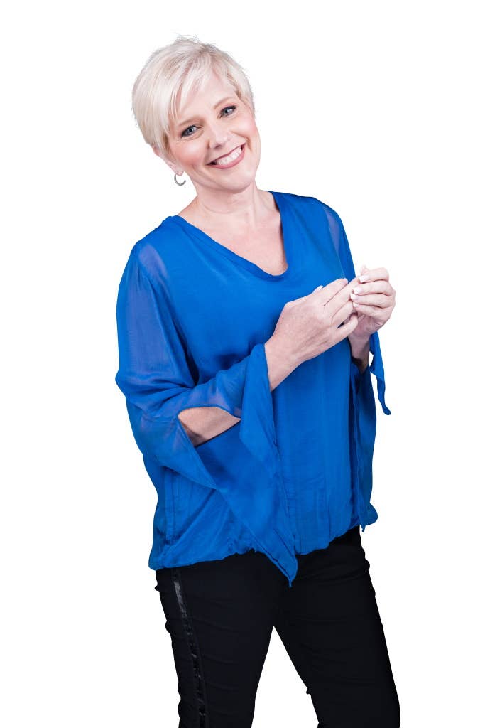 TINA Stephens Italy/Tees By Tina - Wholesale Blouse - Women's - Tiffany Silk Butterfly Bottom Open Wrist (BLS218)13