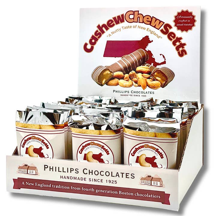 CashewChewSetts Bar - Display Included for wholesale by Phillips Chocolates