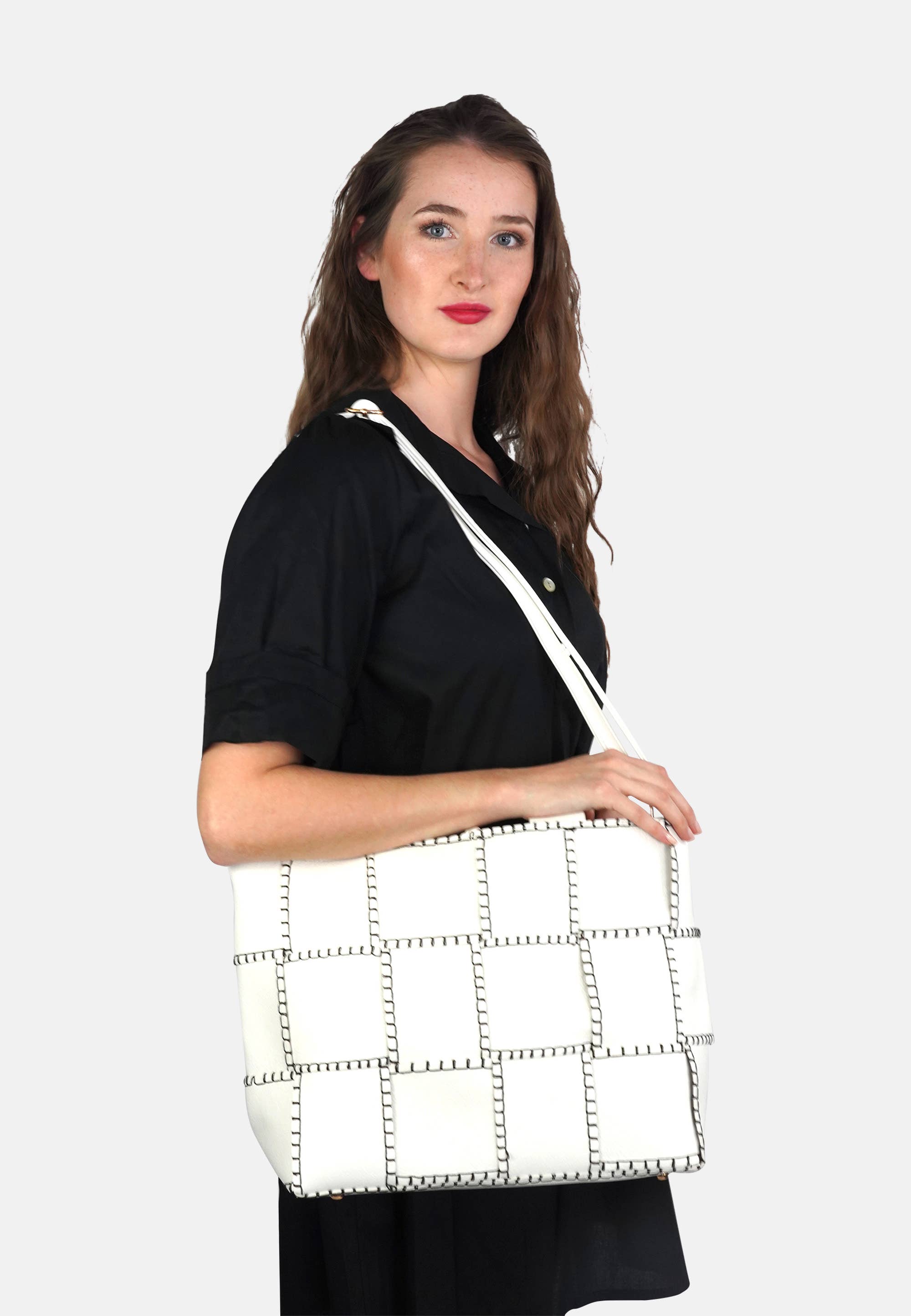 HJS - Venta al por mayor Bolso con asas - Mujer - Bolso 'SADLE' - Elegante diseño trenzado10