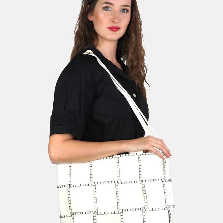 HJS - Wholesale Top Handle Bag - Women's - Handbag 'SADLE' - Noble in braided design15