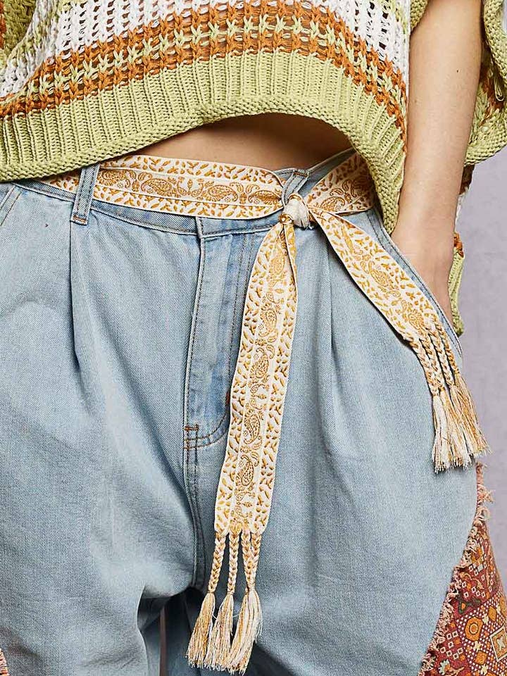 Boho Paisley Tassel Belt for wholesale by Pol Clothing