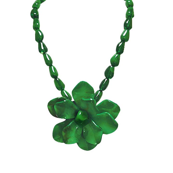 AMORINO SRL - Wholesale Beaded/pearl necklace - NECKLACE WITH BEADS AND RESIN FLOWER - FT24136A8407