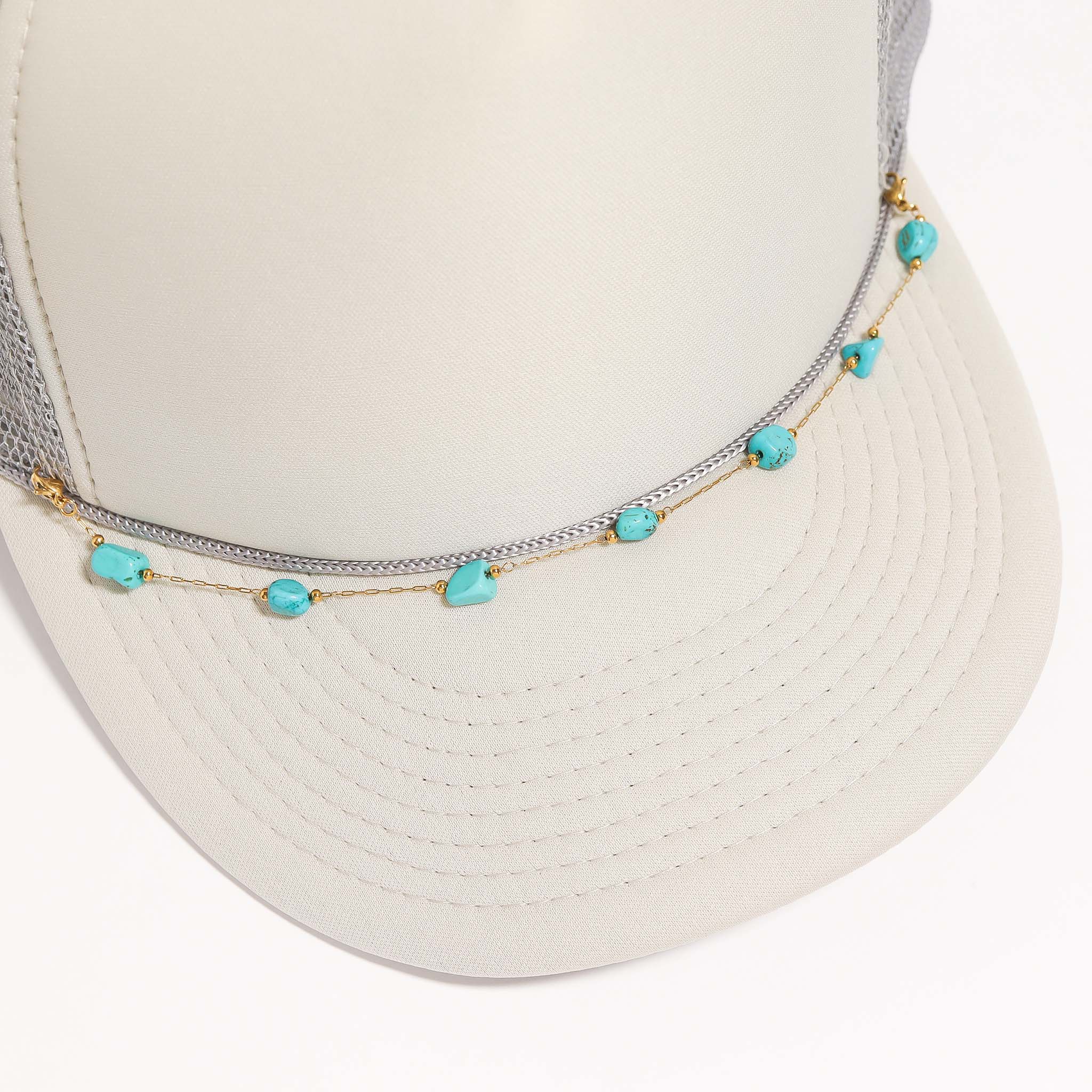WJW - Wholesale Hat accessory – Women's - Trucker Hat Chain: Turquoise Stone Chain2