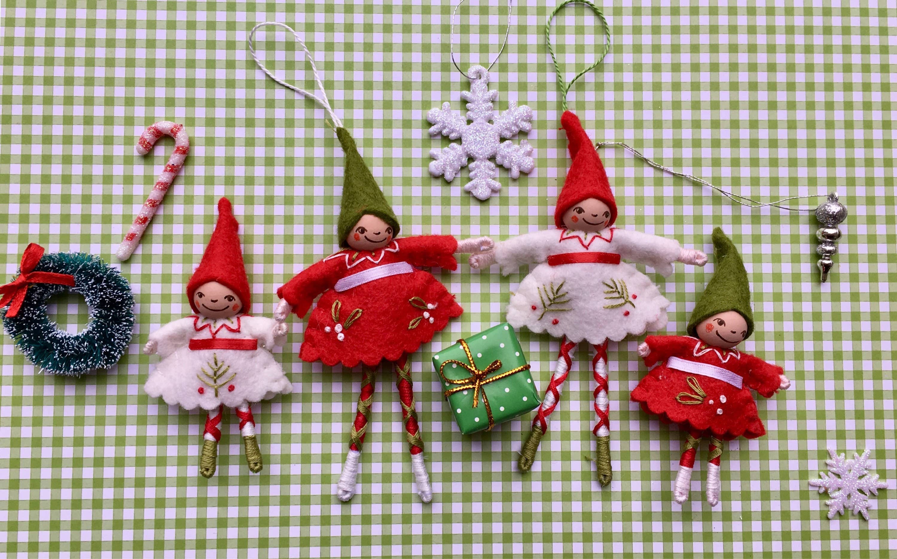 Pea Soup - Wholesale Ornament - Happy Holidays Pixie Ornament in White3