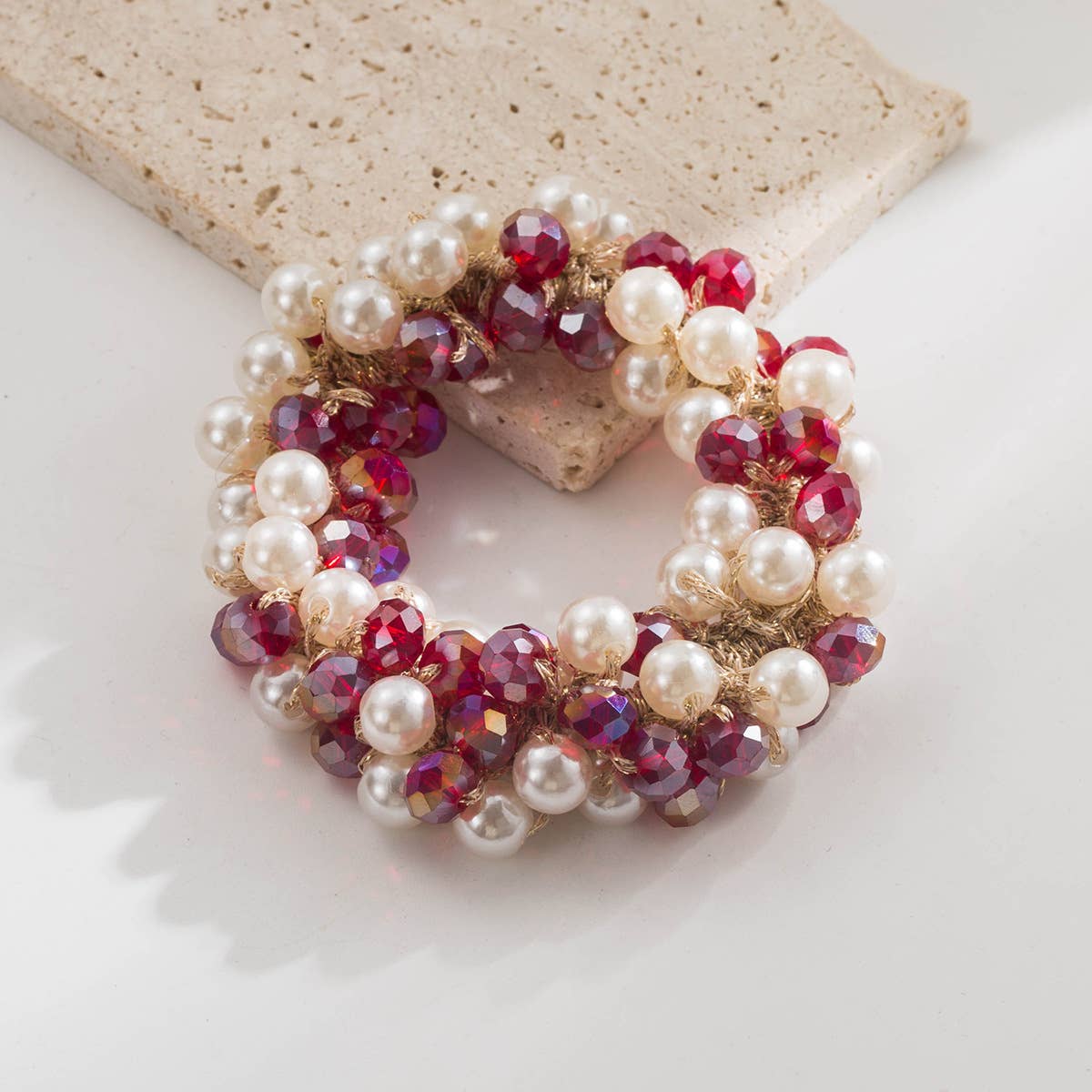 ACCITY - Wholesale Hair Tie - Colorful Crystal Beaded Ponytail Hair Tie_CWAJE059075