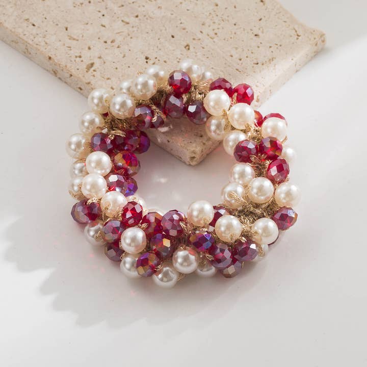 ACCITY - Wholesale Hair Tie - Colorful Crystal Beaded Ponytail Hair Tie_CWAJE059075