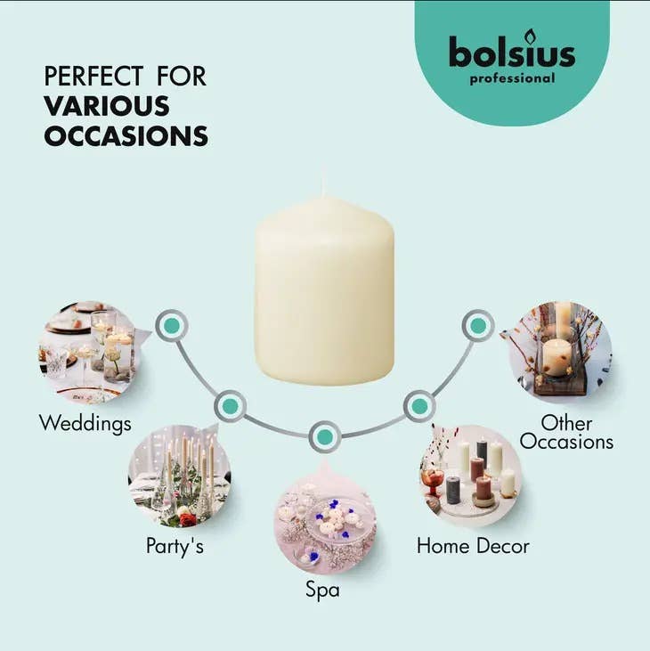 BOLSIUS - Wholesale Pillar Candle - 2.25 X 3" Bulk Pillar Candles Unscented Decor Pillar- Ivory3