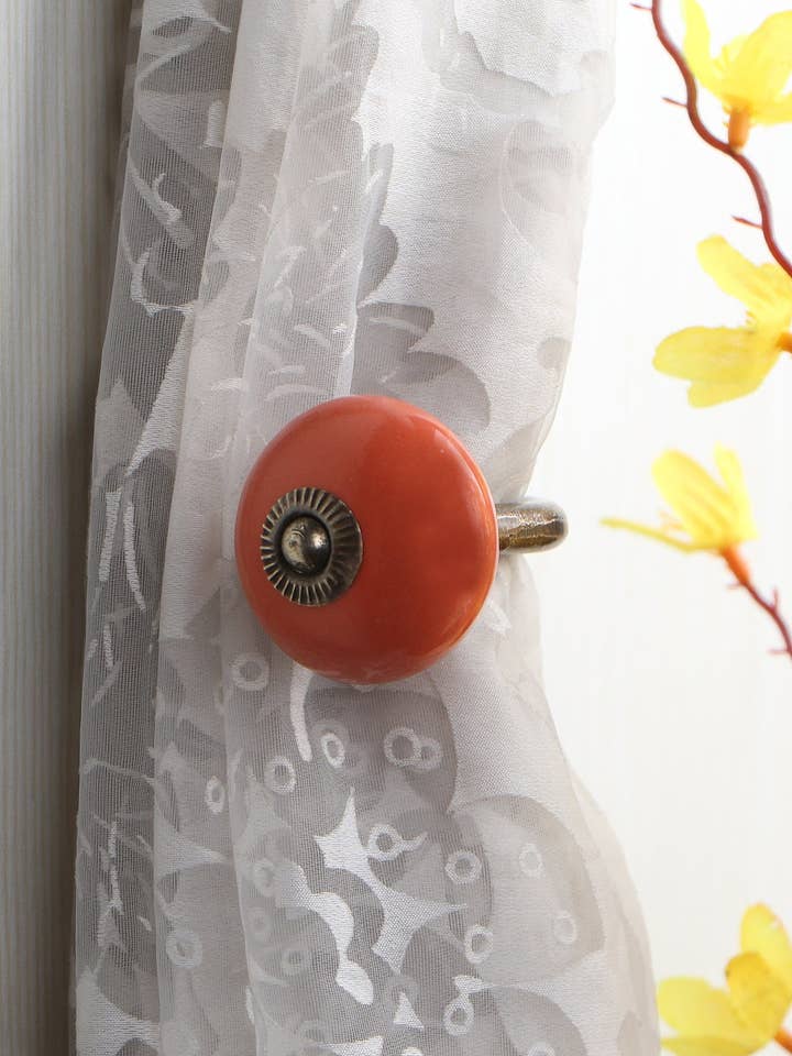 Handmade Solid Orange Color Round Shape Design Curtain Tie Back Hook Rustic Bathroom Towel Hook Antique Hook (Set of 2) for wholesale by KNOBCO