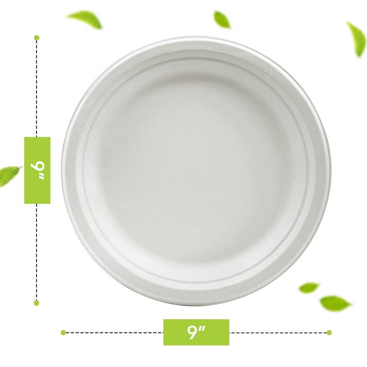 Three Leaf Products - Wholesale Kartonnen bordje - Driebladige 9" Bagasse Ronde Bord, 500 st.1