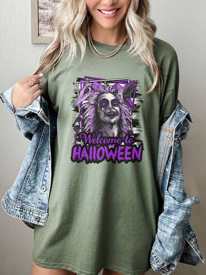 SONDO DESIGN LTD - Venta al por mayor Camiseta estampada - Mujer - Camiseta Welcome To Beetlejuice, camisa de Tim Burton para Halloween5