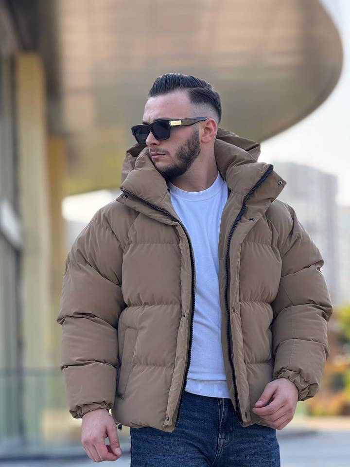 Mens Puffer Coat Jacket Mustard for wholesale by PremiumDenim