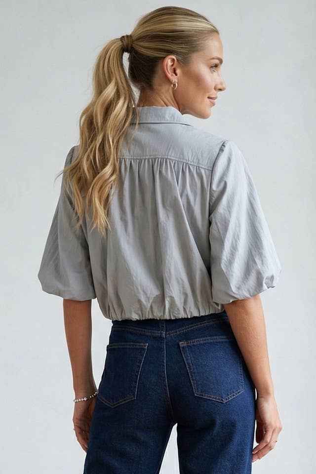 Naked Zebra - Wholesale Blouse - Women's - Short Sleeve Cropped Button Up Blouse13